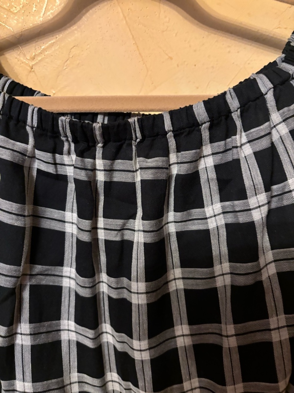 rag & bone Size S Black and White Plaid Off-Shoulder Tunic - Picture 3 of 6